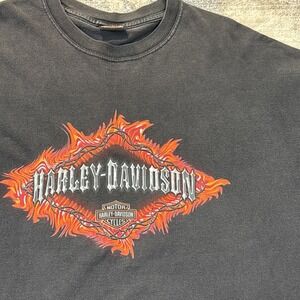 Vintage Harley-Davidson Faded Black Graphic Tee Y2K Skater Grunge Workwear